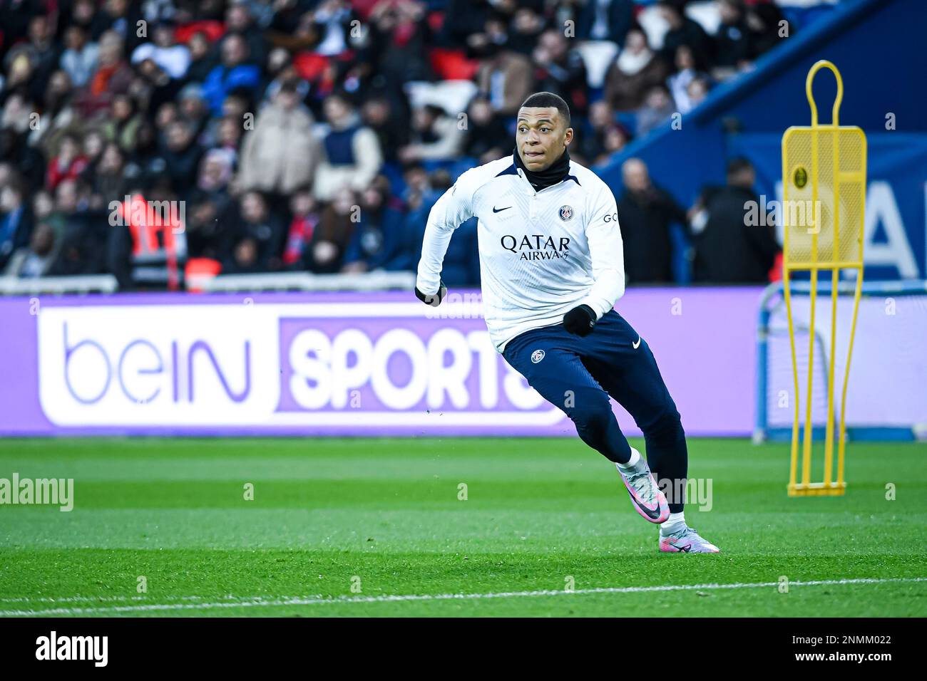 Kylian Mbappe during the public training of the Paris Saint-Germain (PSG) football team on February 24, 2023 at the Parc des Princes stadium in Paris, France. Photo by Victor Joly/ABACAPRESS.COM Stock Photo