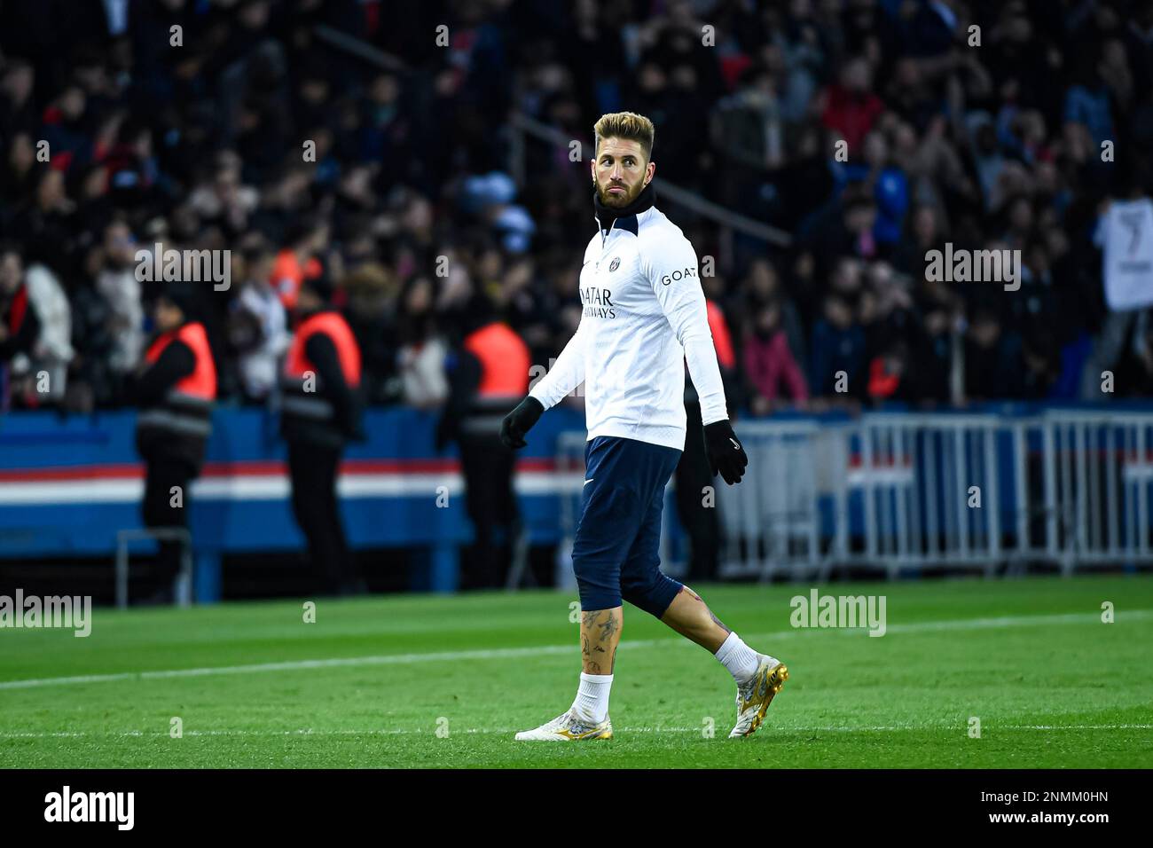 Sergio Ramos during the public training of the Paris Saint-Germain (PSG) football team on February 24, 2023 at the Parc des Princes stadium in Paris, France. Photo by Victor Joly/ABACAPRESS.COM Stock Photo