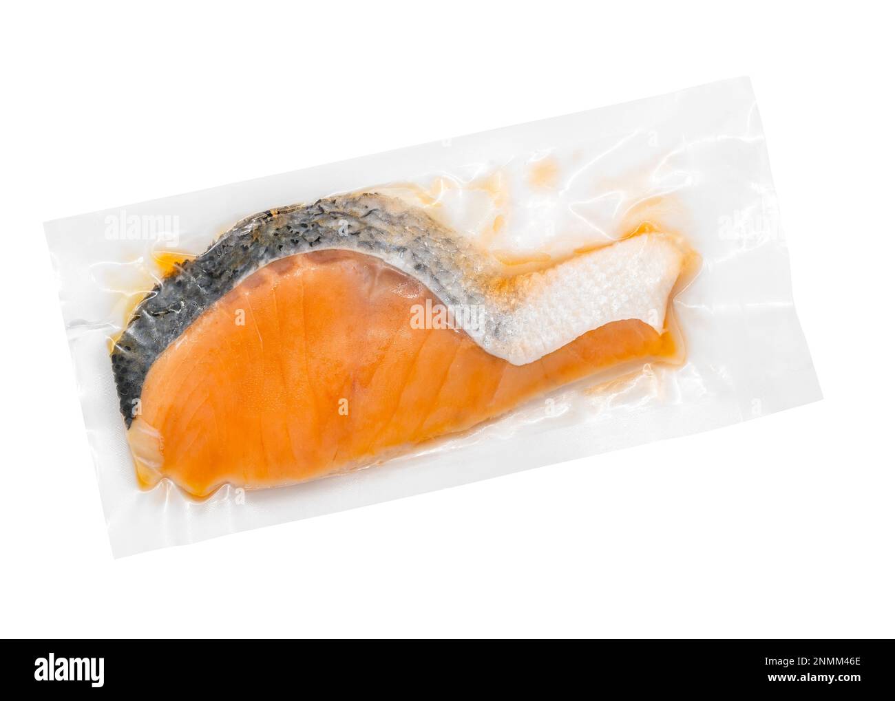Fresh salmon stack, single piece fresh salmon in vacuum seal plastic