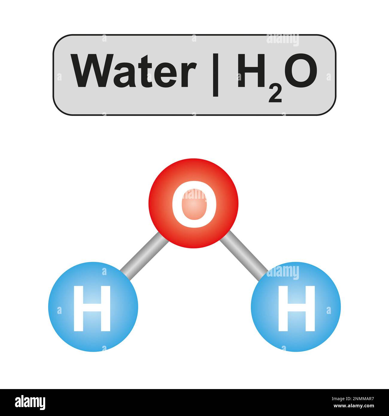 Water molecule, illustration Stock Photo