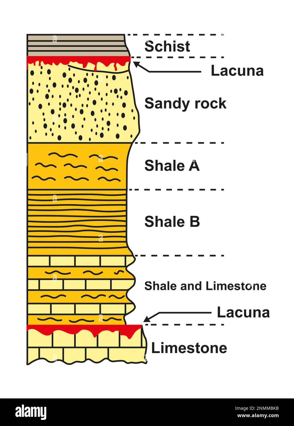 Stratigraphic column, illustration Stock Photo