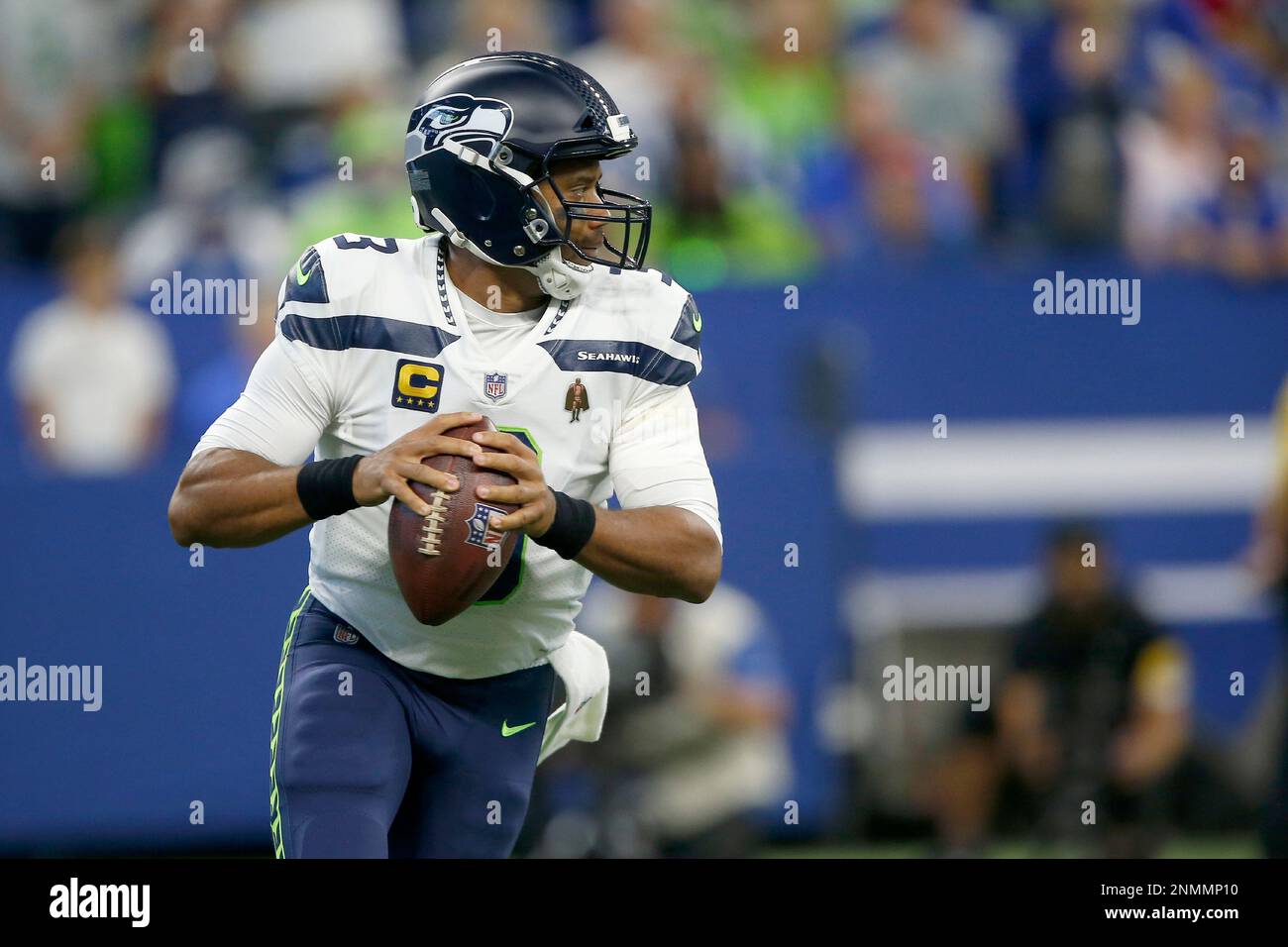 September 12, 2021: Seattle Seahawks quarterback Russell Wilson (3) passes  the ball during NFL football game action between the Seattle Seahawks and  the Indianapolis Colts at Lucas Oil Stadium in Indianapolis, Indiana.