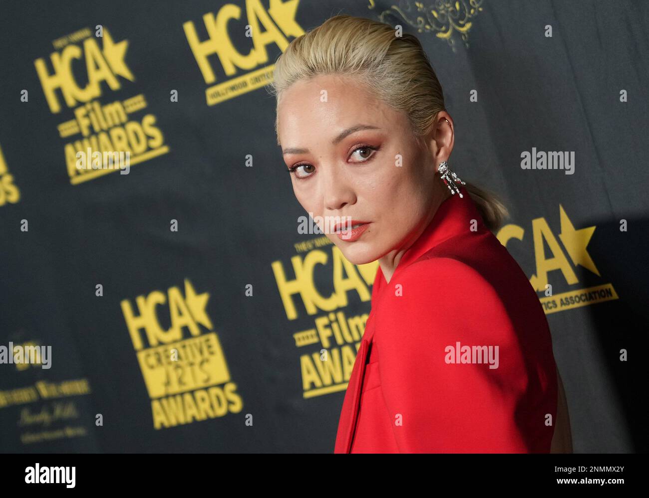 Pom Klementieff arrives at the 2023 HCA Film Awards held at the Beverly