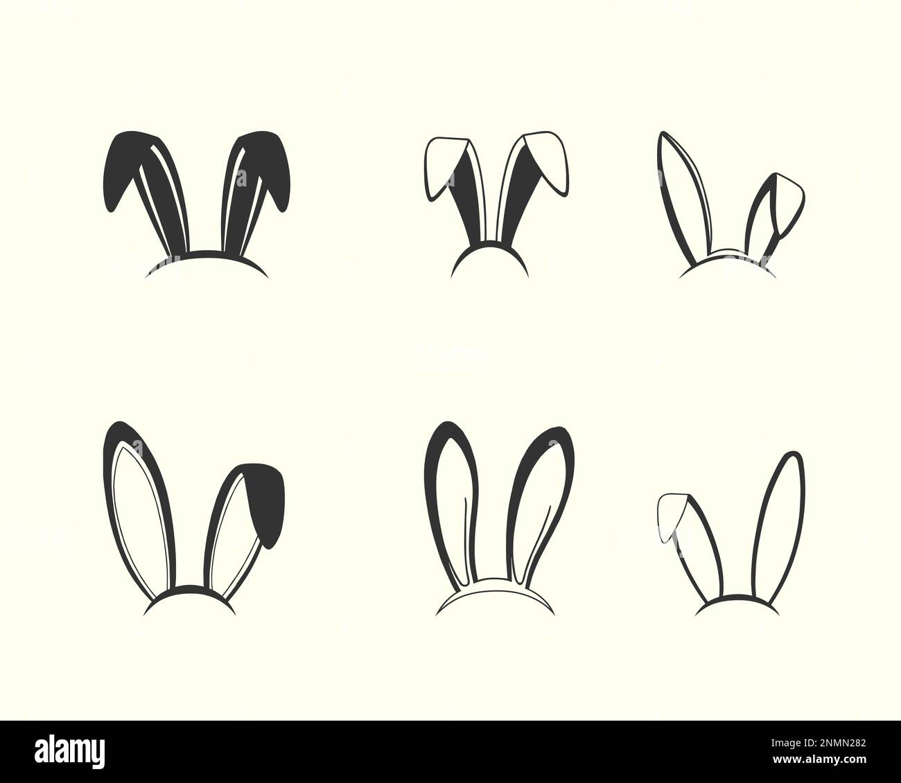 Easter bunny ears illustration collection, hand drawn ear illustration