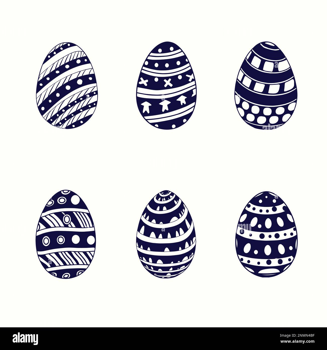 Easter egg black and white doodle illustration, easter egg icon Stock Vector