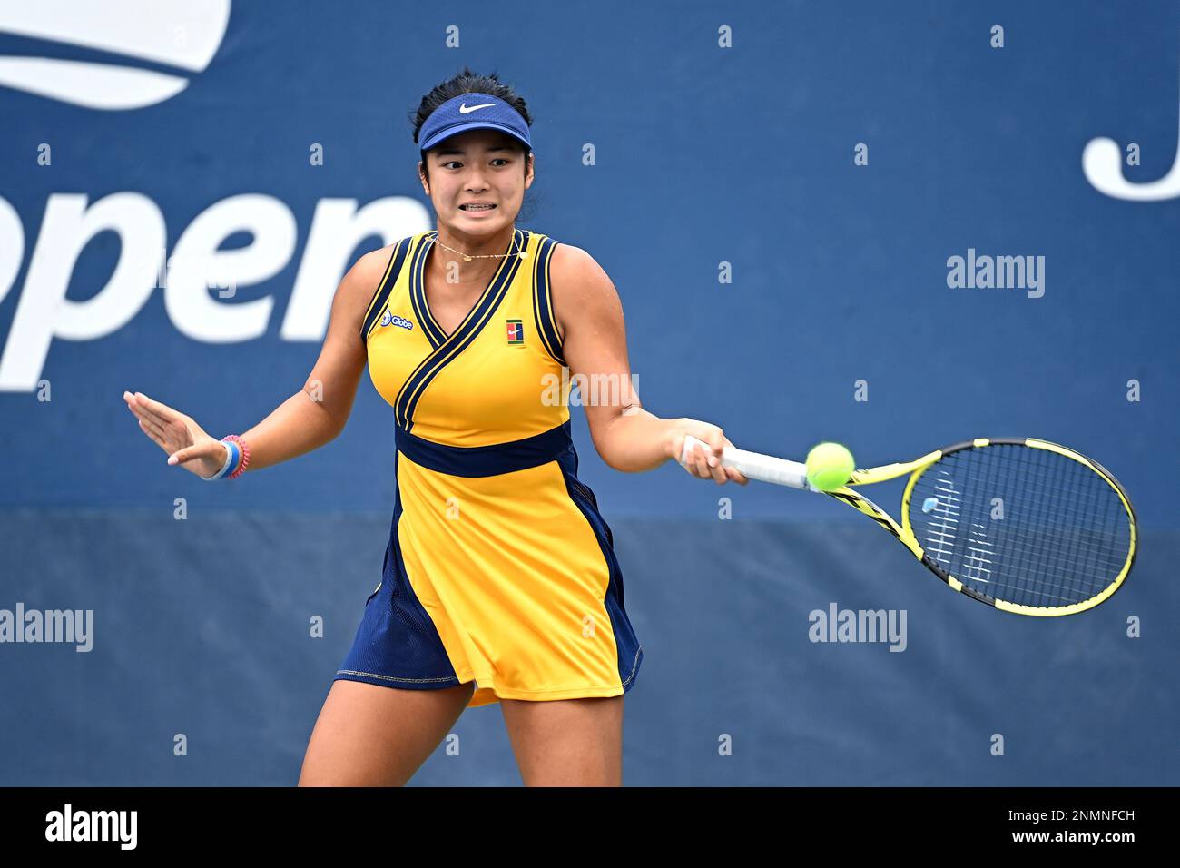 Alexandra Eala in action during a Junior Girls Singles match at the 2021 US Open, Wednesday, Sep