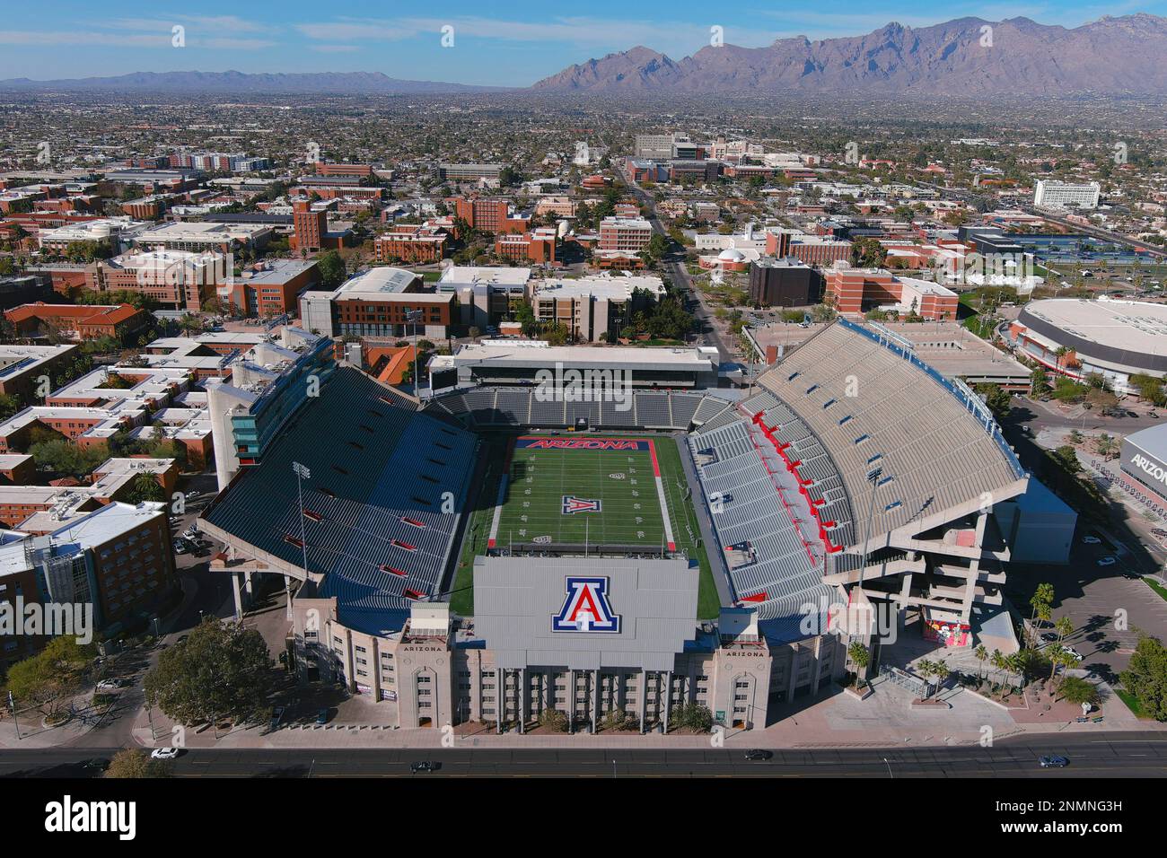 An aerial view of Arizona Stadium, Tuesday, March 2, 2021, in Tucson ...