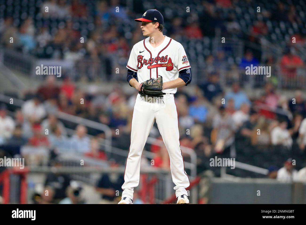 ATLANTA, GA – APRIL 07: Atlanta pitcher Max Fried (54) accepts the