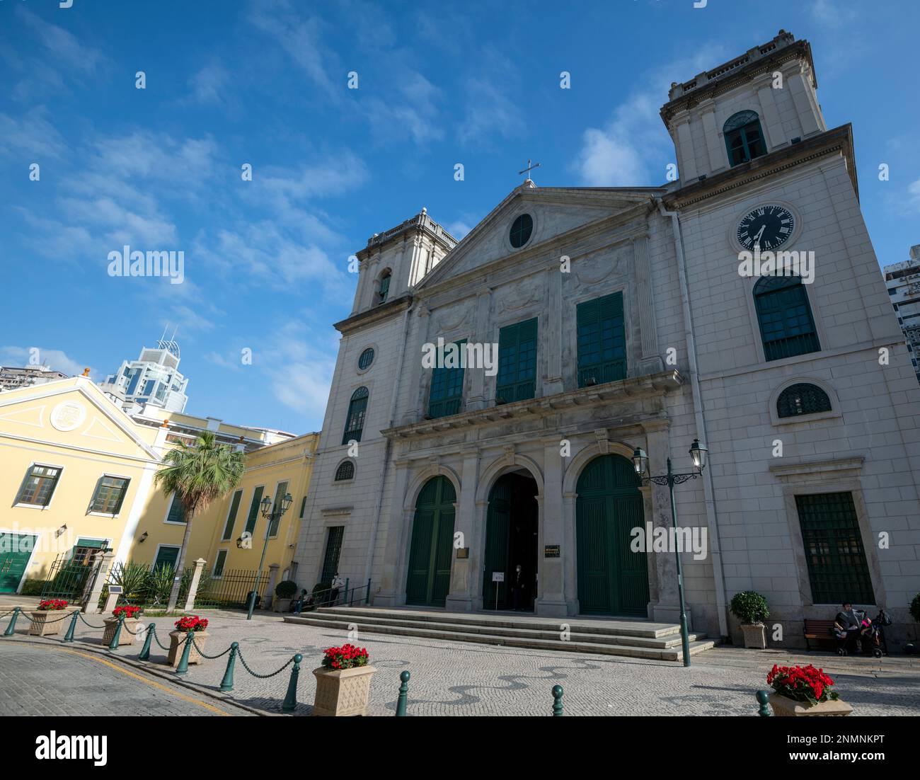 The Macau Cathedral, also known as Cathedral of the Nativity of Our Lady is listed as UNESCO World Heritage. Macau, China. Stock Photo
