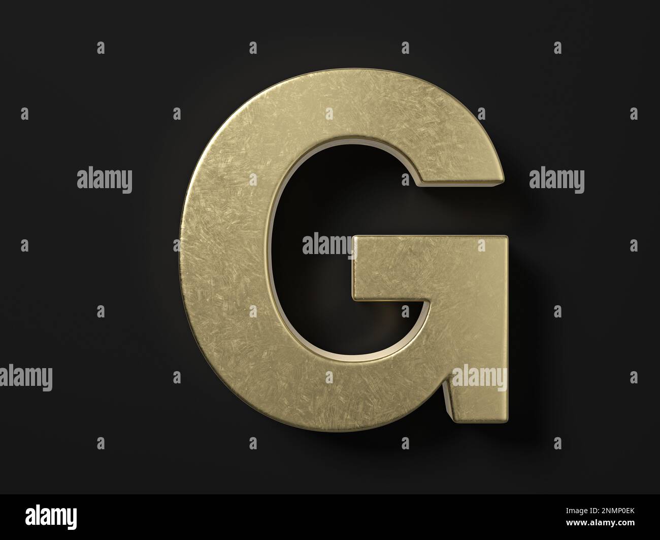 Gold letter G on a black background. 3d illustration. Stock Photo