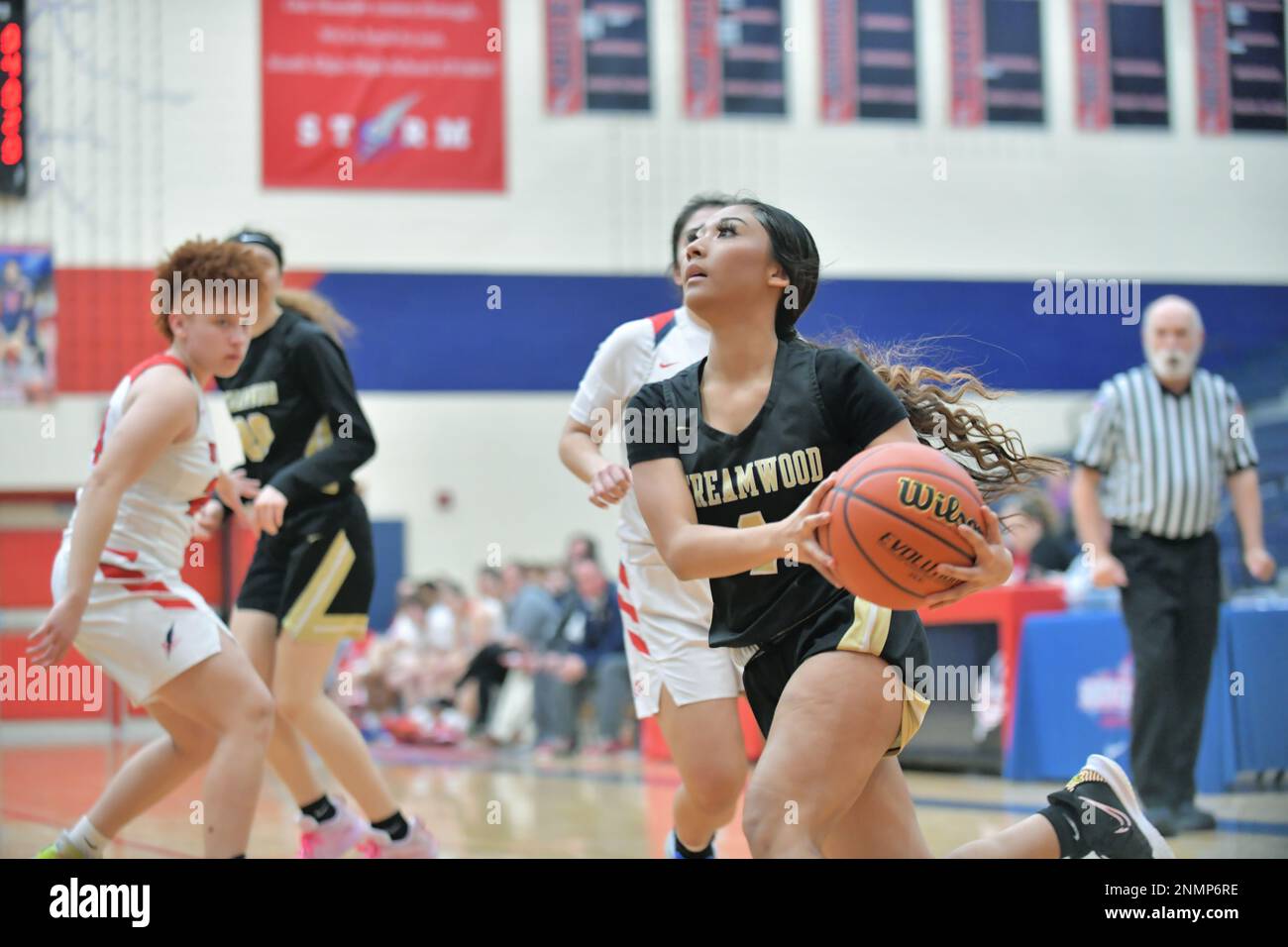 USA. Player driving the baseline on a scoring journey to the basket