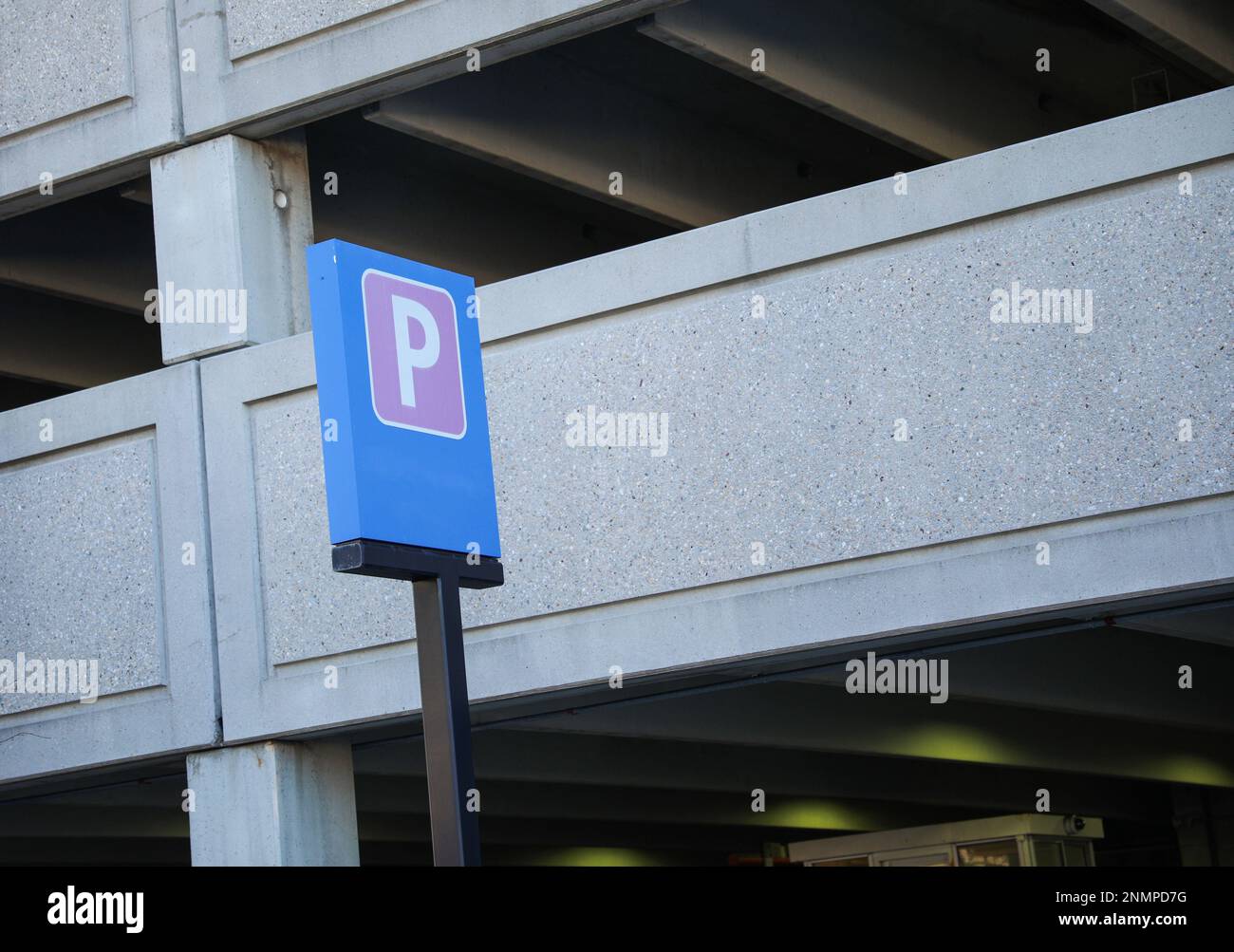 Sign Parking garage road sign in public blue urban city Stock Photo Alamy
