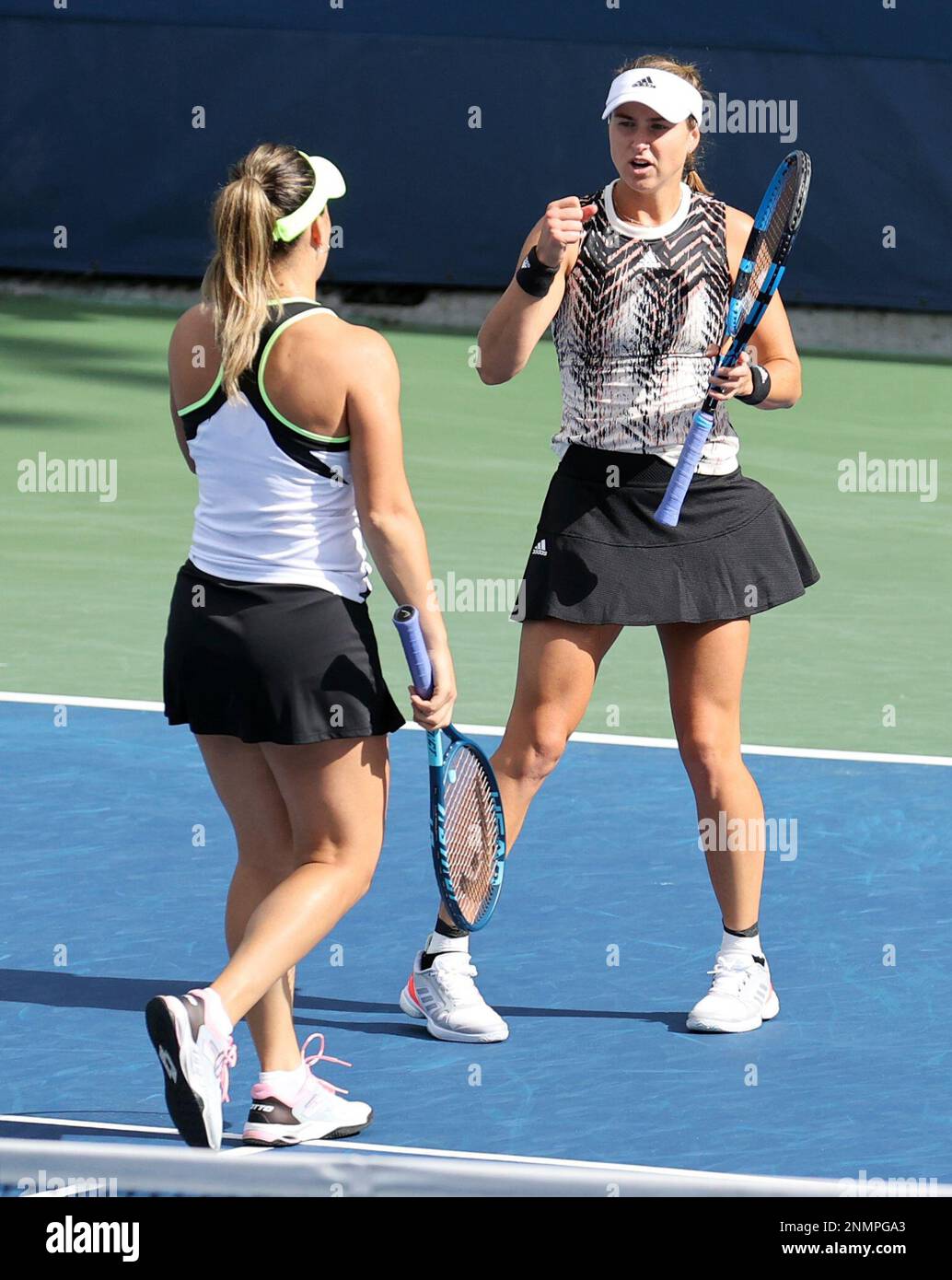 Rebecca Peterson reacts during a Women's Doubles match at the 2021 US