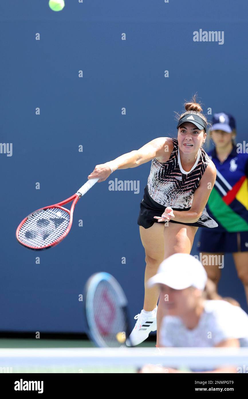 ElenaGabriela Ruse serves during a Women's Doubles match at the 2021