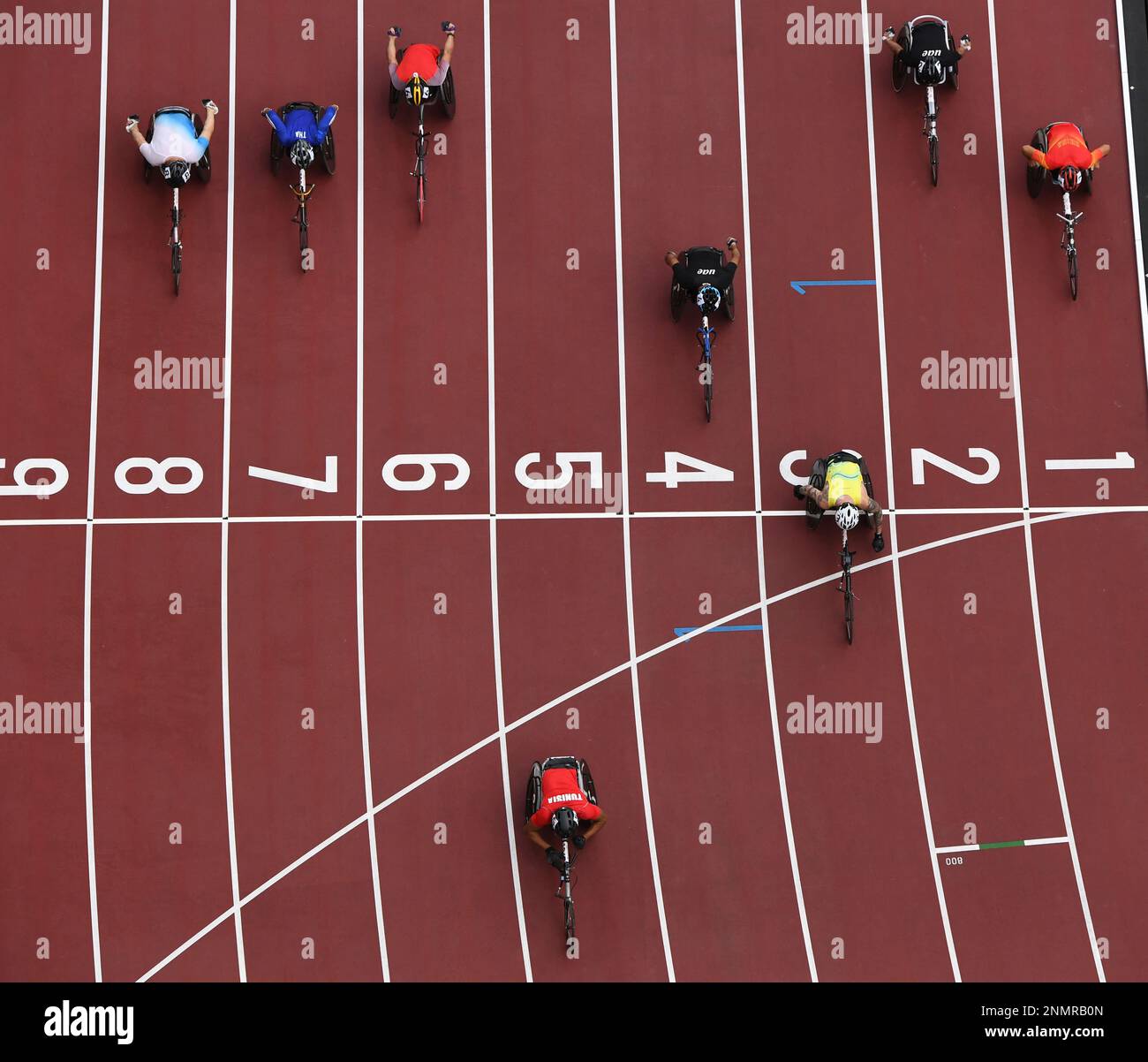 Tunisia's KTILA Walid (bottom)and other athletes compete in the Men's