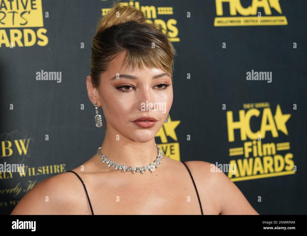 Madelyn Cline arrives at the 2023 HCA Film Awards held at the Beverly