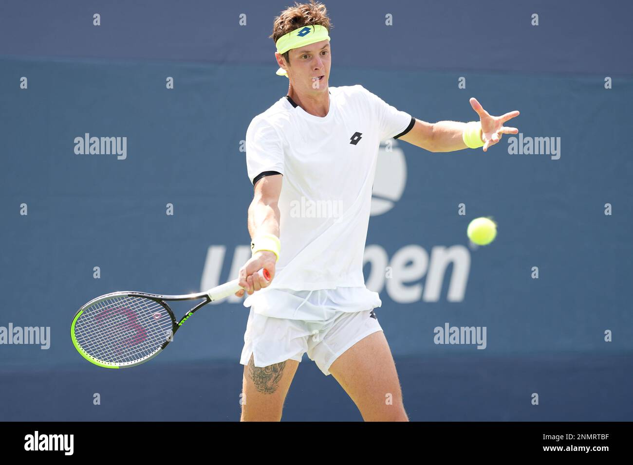 Maxime Janvier in action during a qualifying match at the 2021 US Open,  Friday, Aug. 27, 2021 in Flushing, NY. (Darren Carroll/USTA Stock Photo -  Alamy