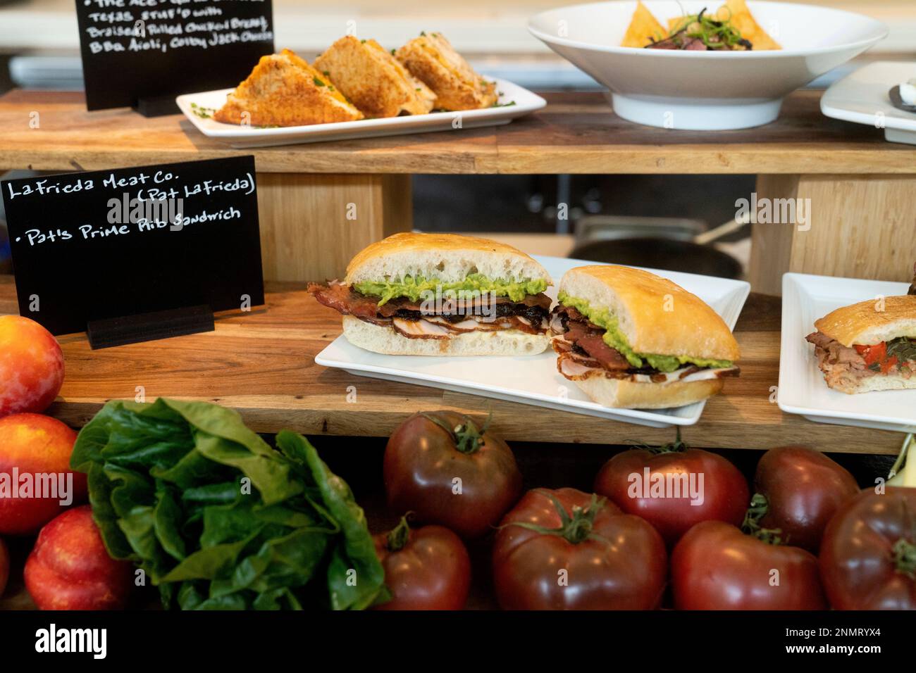 A detailed view of the Pat's Prime Rib Sandwich served by LaFrieda Meat