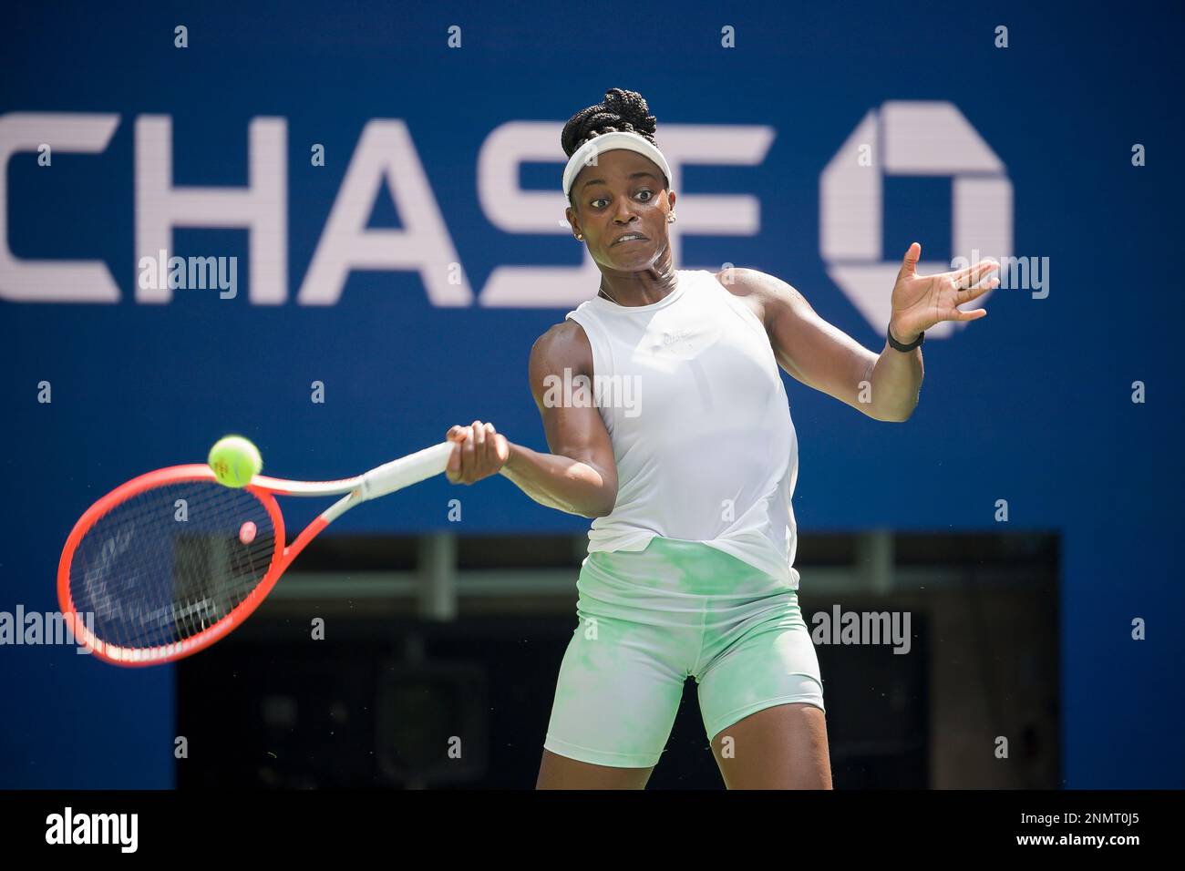 Sloane Stephens in action during a practice at the 2021 US Open ...