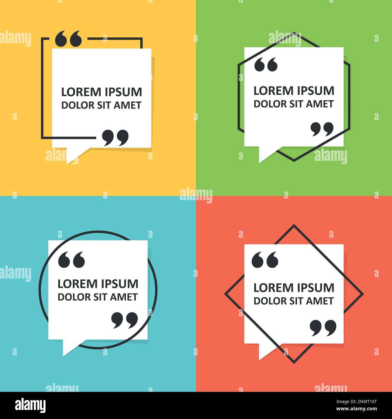 Quote frame blank template icon in flat style. Empty speech bubble ...