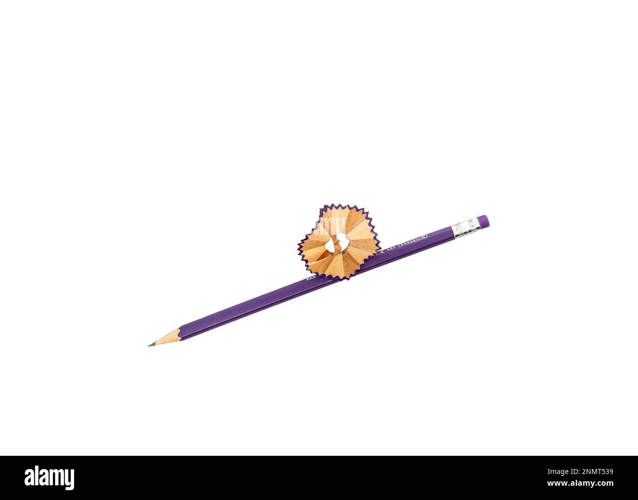 Pencil and shaving isolated on white background Stock Photo Alamy