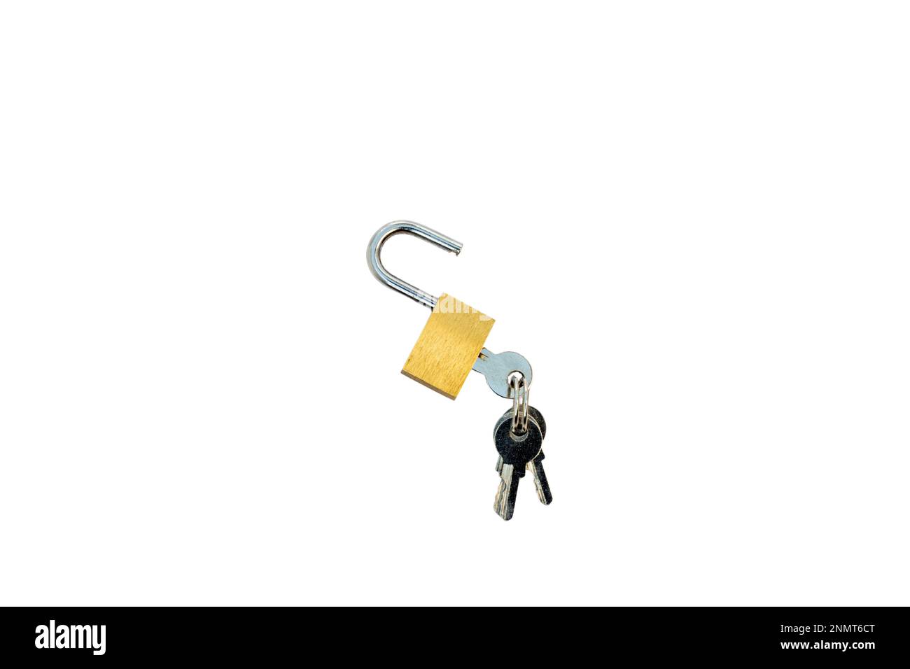Opened padlock and keys isolated on white background Stock Photo - Alamy