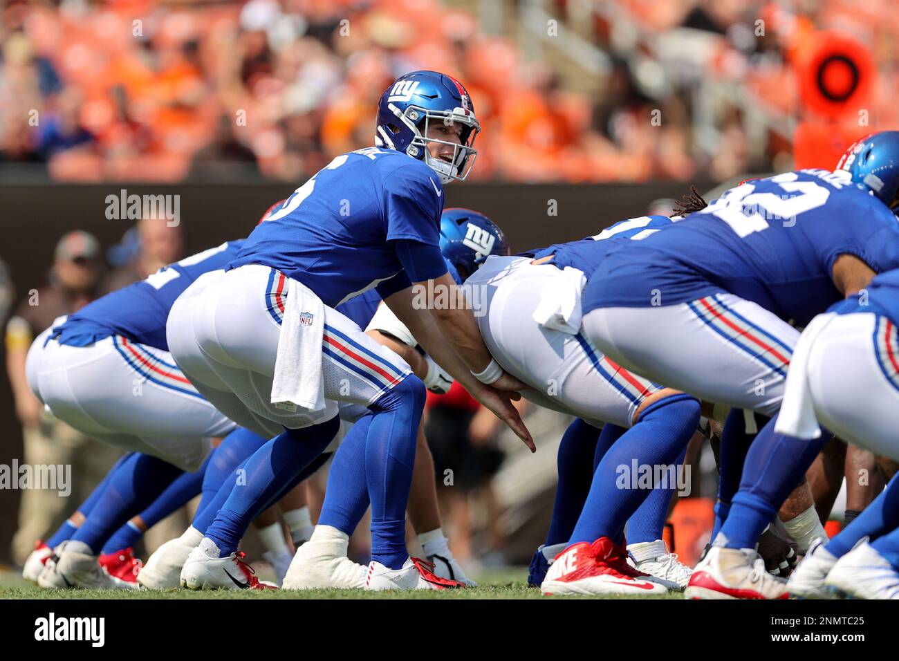 CLEVELAND, OH - AUGUST 22: New York Giants running back Elijhaa Penny (39)  leaves the field following the National Football League preseason game  between the New York Giants and Cleveland Browns on