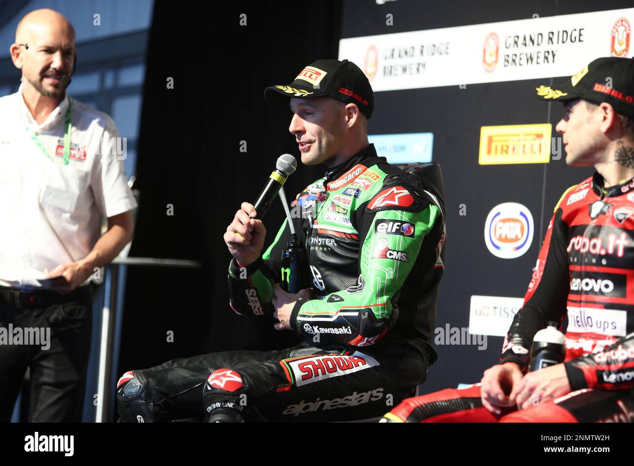 Victoria, Australia. 25th Feb, 2023. Jonathan Rea (GBR)racing for the Kawasaki Racing Team WorldSBK-talks with fans at the padock show during the 2023 Australian Grand Ridge Round of the 2023 MOTUL FIM Superbike World Championship at Phillip Island, Australia on 25 February 2023 - Image Credit: brett keating/Alamy Live News Stock Photo