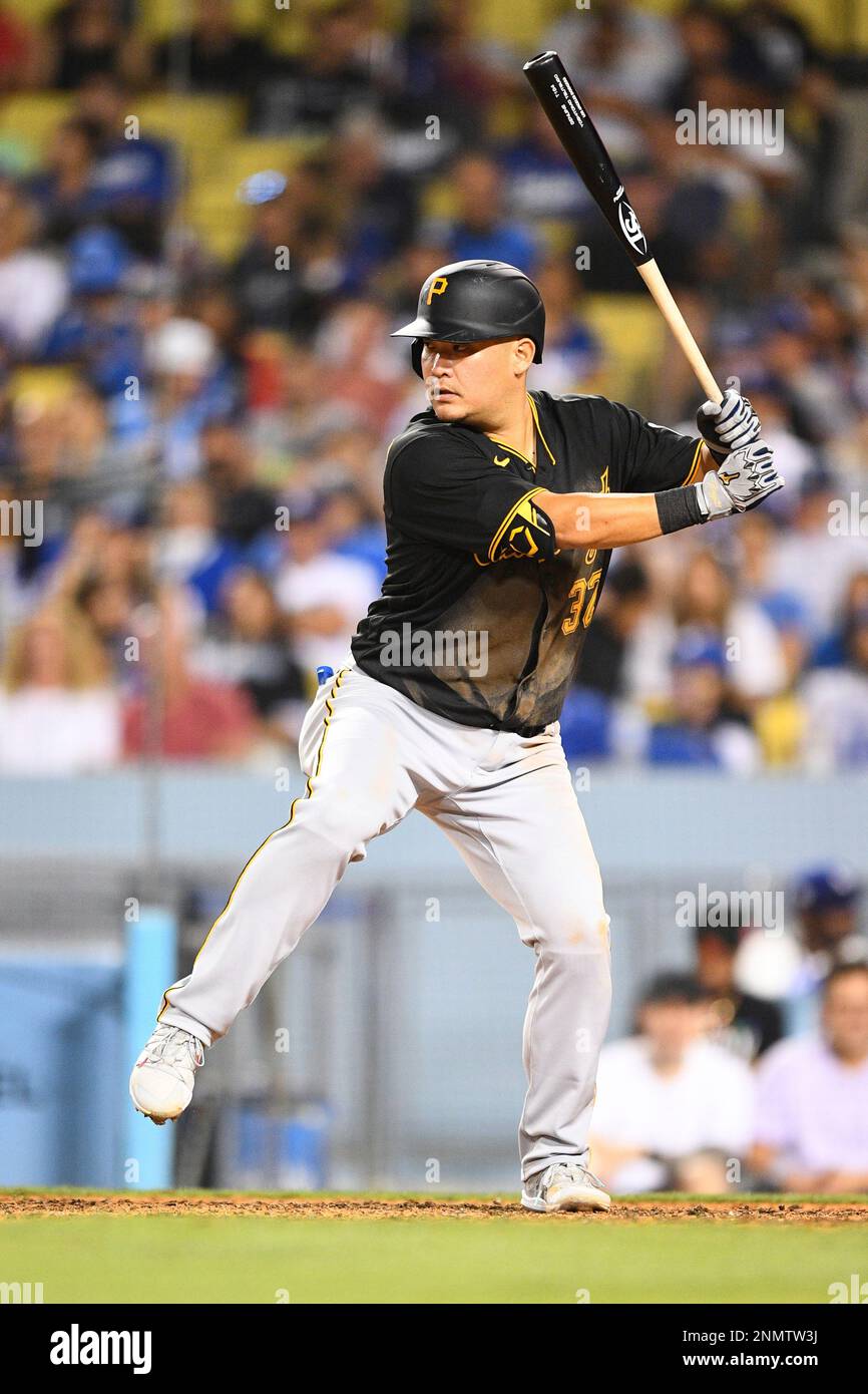 LOS ANGELES, CA - AUGUST 17: Pittsburgh Pirates first baseman Yoshi ...