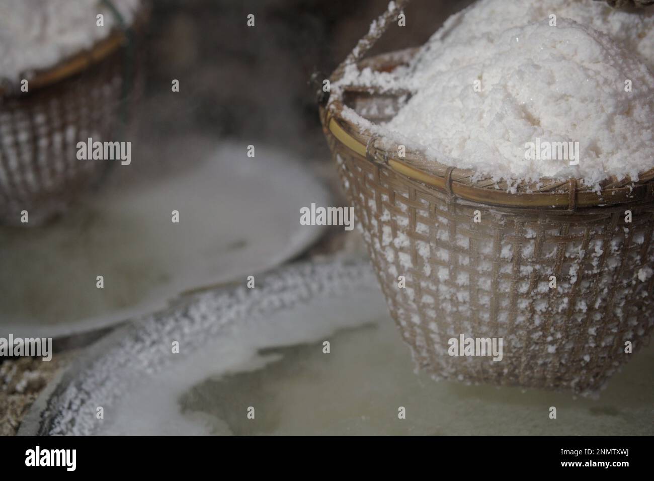 boiling saline solution in pan is traditional way for making mountain