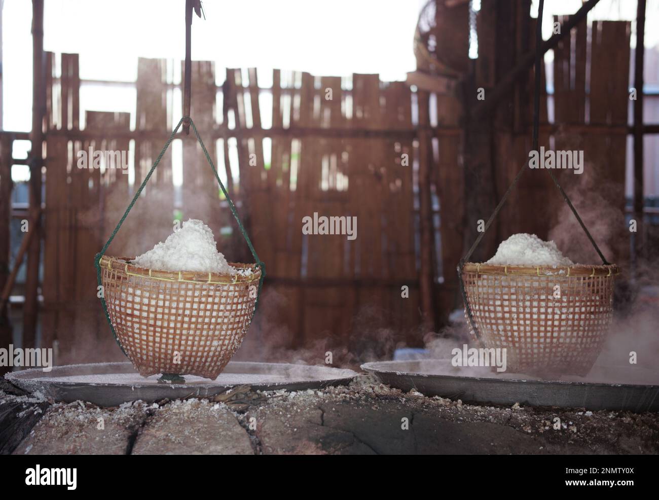 boiling saline solution in pan is traditional way for making mountain