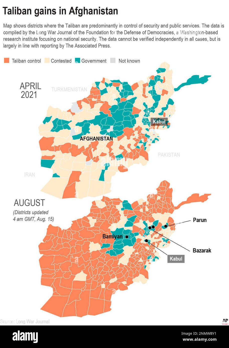 Map shows areas controlled by Taliban Stock Photo - Alamy