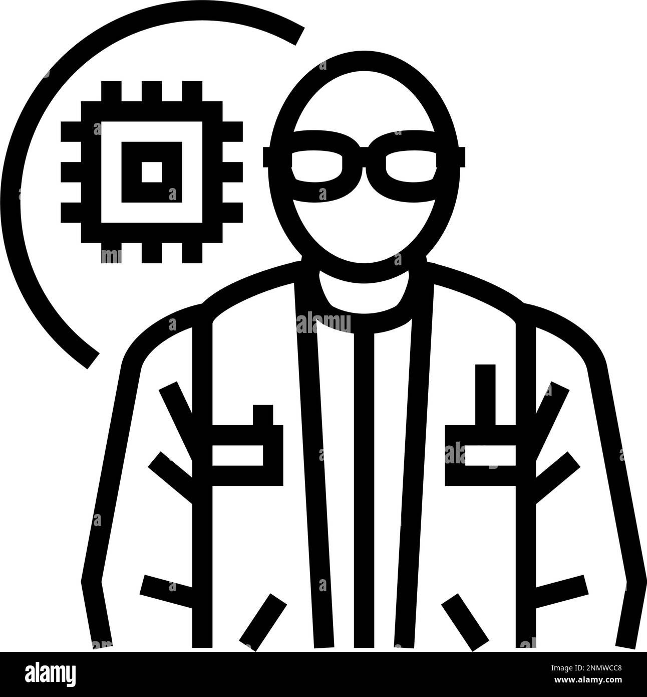 electronics engineer worker line icon vector illustration Stock Vector ...
