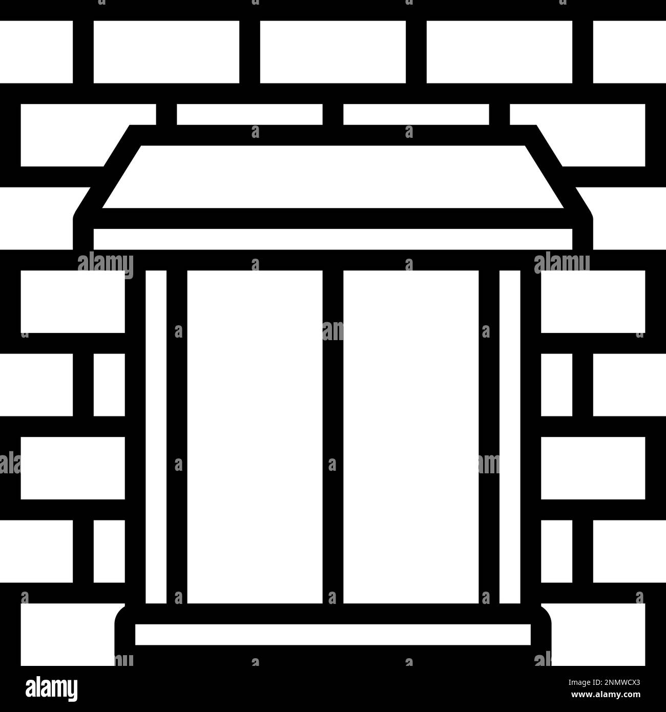 parapet wall building house line icon vector illustration Stock Vector
