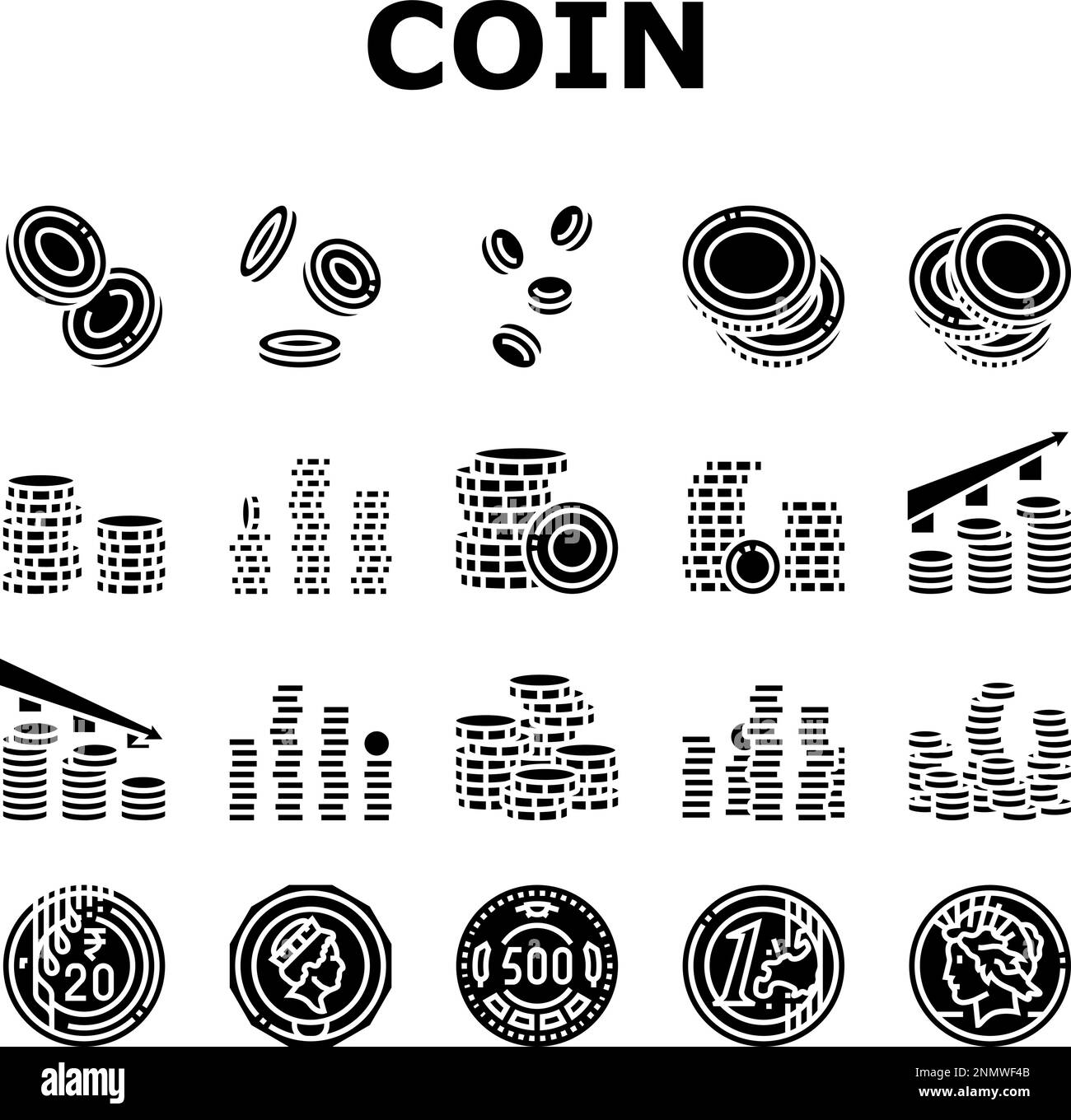 coin gold money cash bank icons set vector Stock Vector Image & Art - Alamy