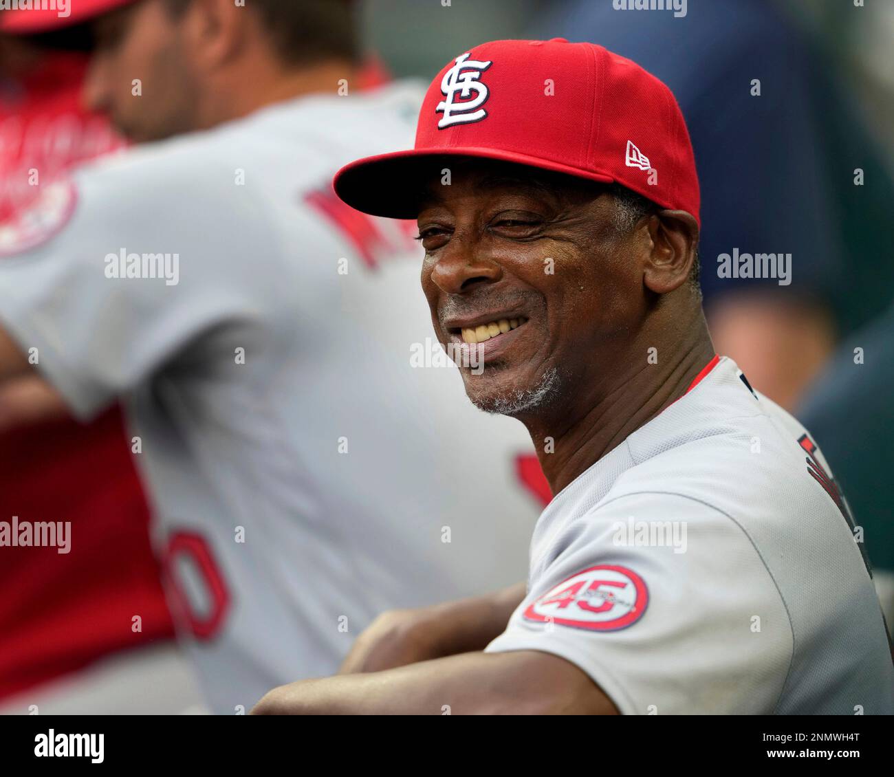 Aug 13, 2021: St. Louis Cardinals left fielder Tyler O'Neill (27) records  an out at Kauffman Stadium in Kansas City, MO. Cardinals defeated the  Royals 6-0. Jon Robichaud/CSM Stock Photo - Alamy