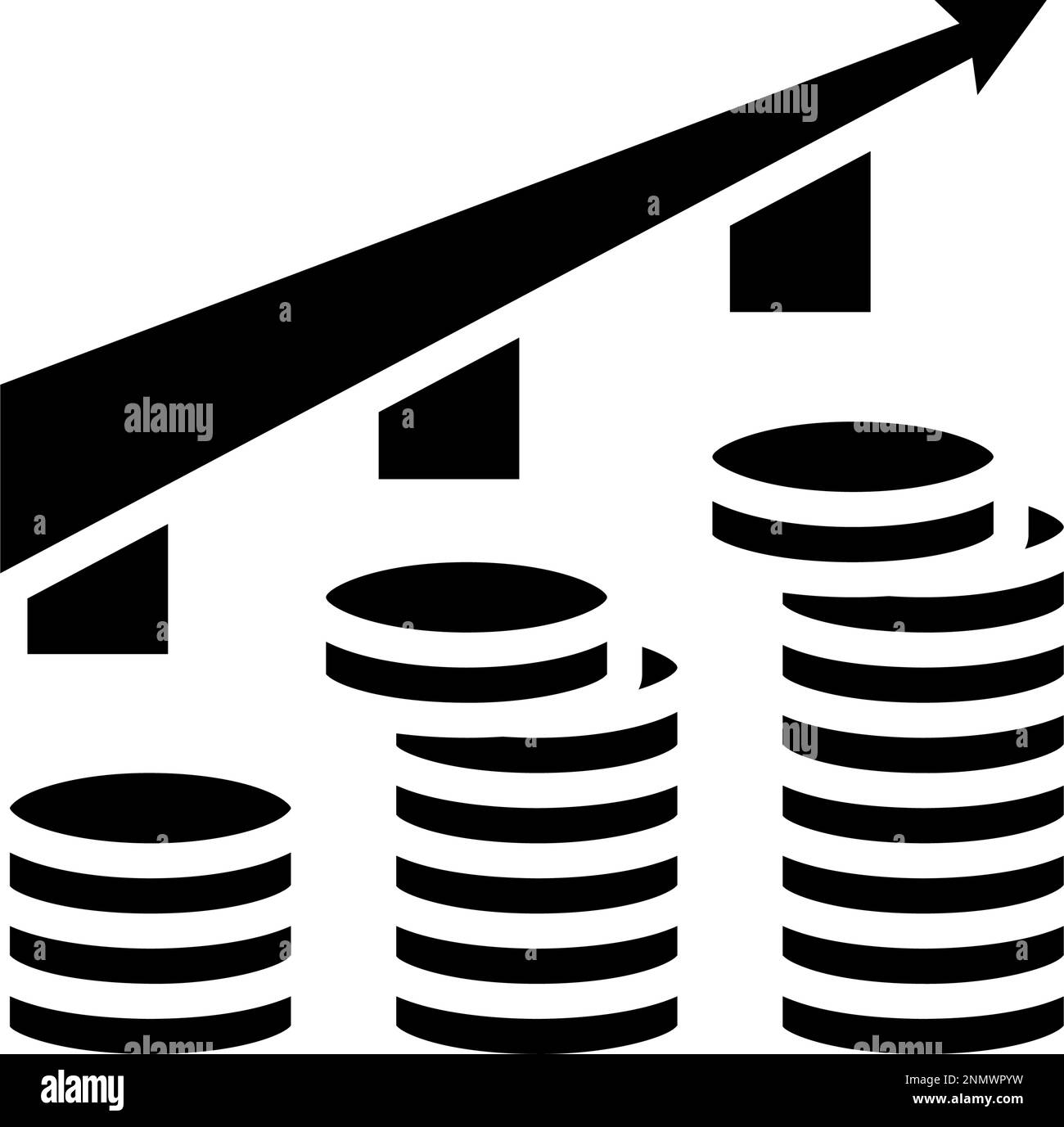 growth trend gold coin glyph icon vector illustration Stock Vector ...