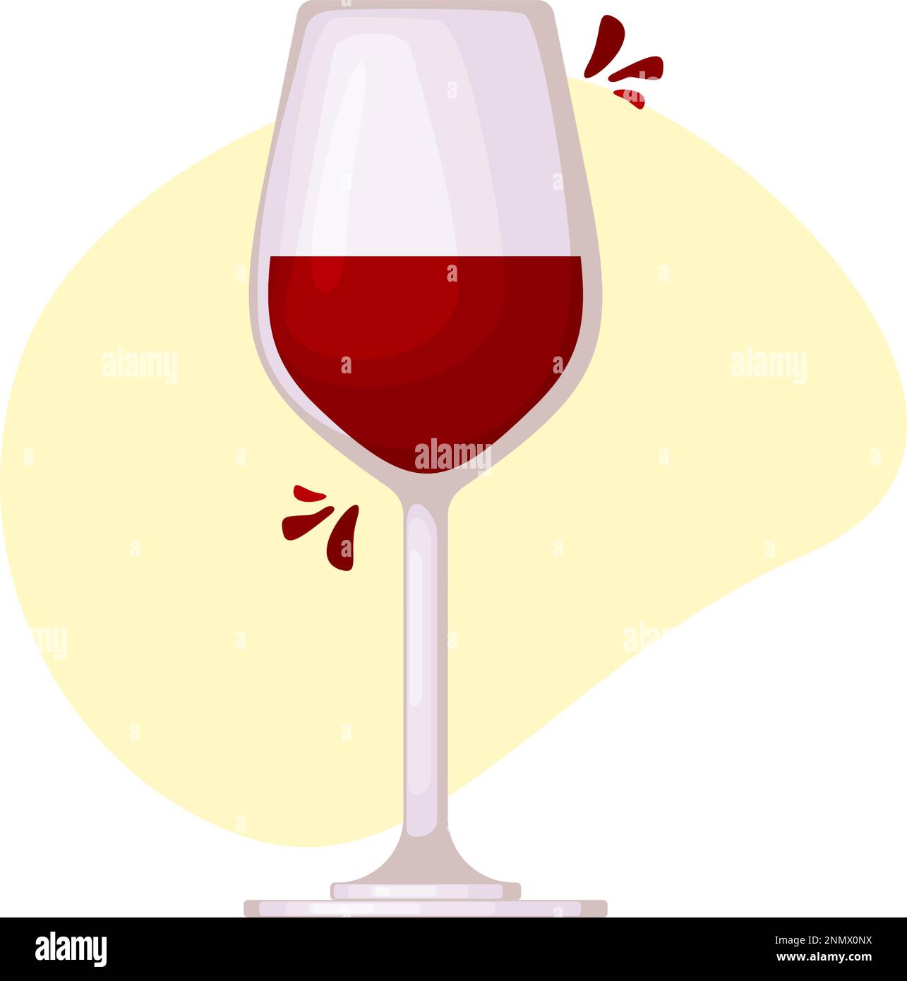 One glasses with red wine, vector image for menu or advertising banner Stock Vector