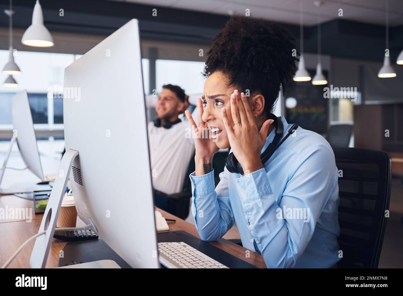Angry man working support center hi-res stock photography and images ...