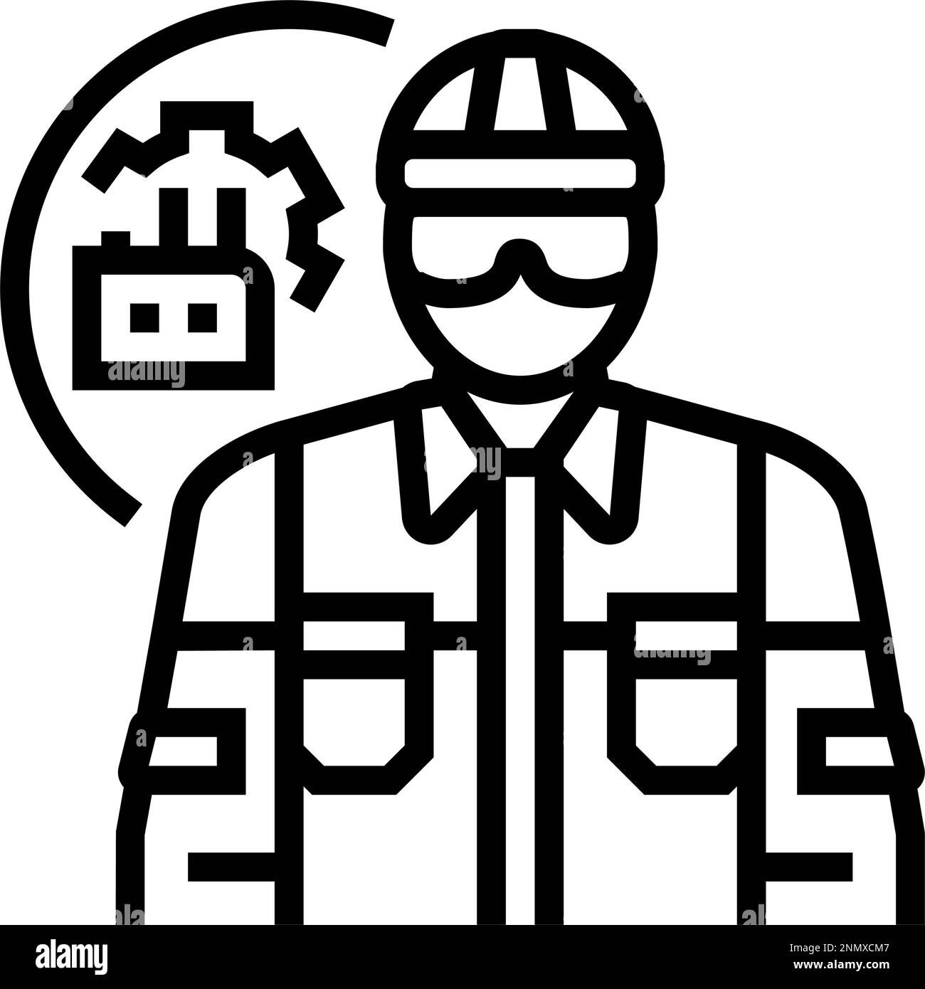 industrial mechanic repair worker line icon vector illustration Stock ...