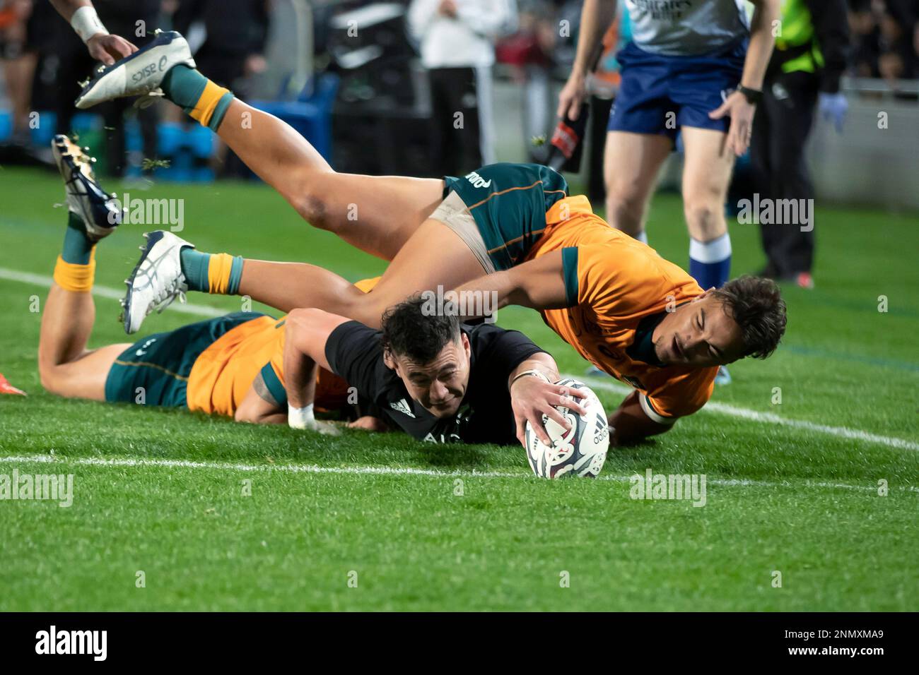 New Zealand's David Havili evades a tackle from Namibia's Tiaan Swanepoel  during the Rugby World Cup 2023, Pool A match at the Stade de Toulouse,  France. Picture date: Friday September 15, 2023