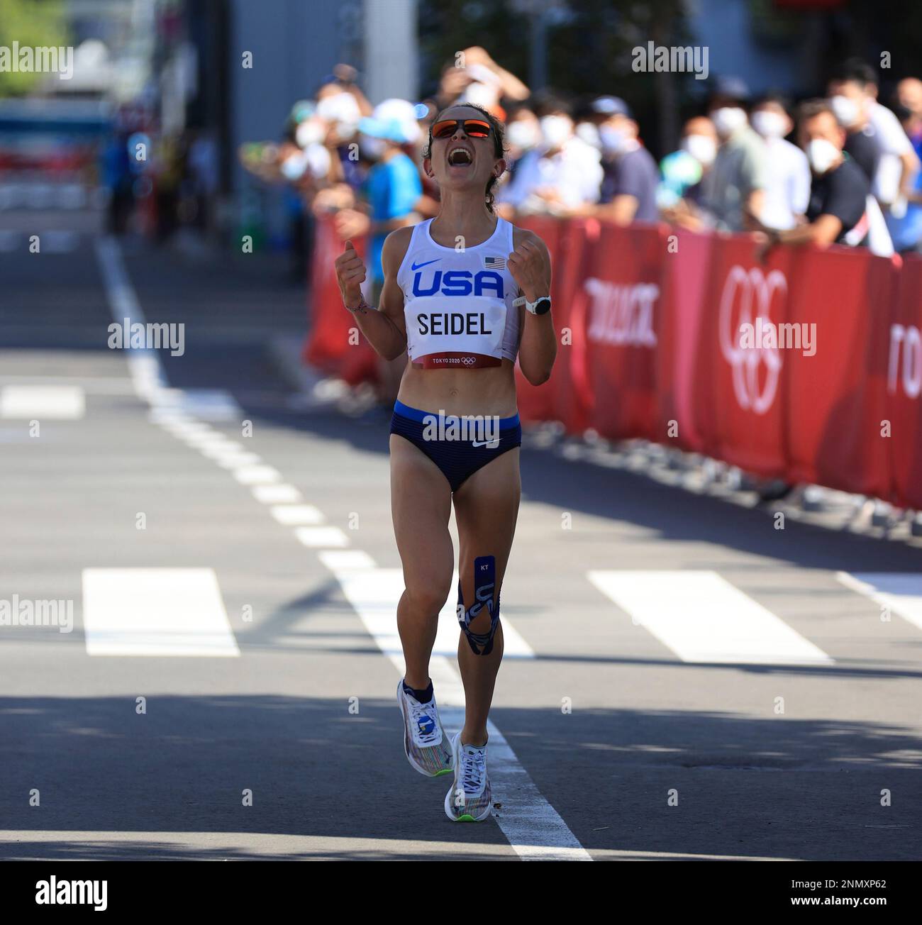 USA's SEIDEL Molly reacts as she goals the Women's marathon of Tokyo(02)