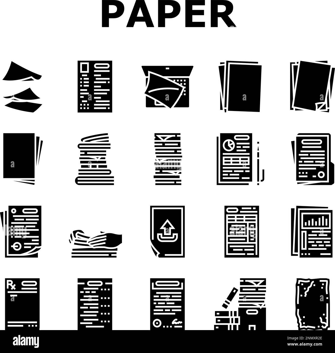 paper document office note page icons set vector Stock Vector Image ...