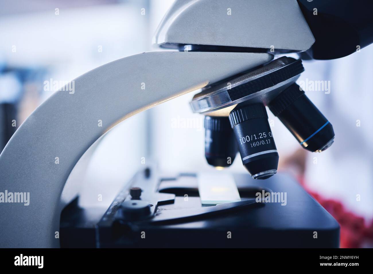 Microscope, science and closeup backgrounds for investigation, expert ...