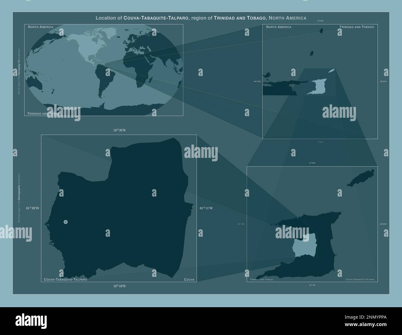 CouvaTabaquiteTalparo, region of Trinidad and Tobago. Diagram showing