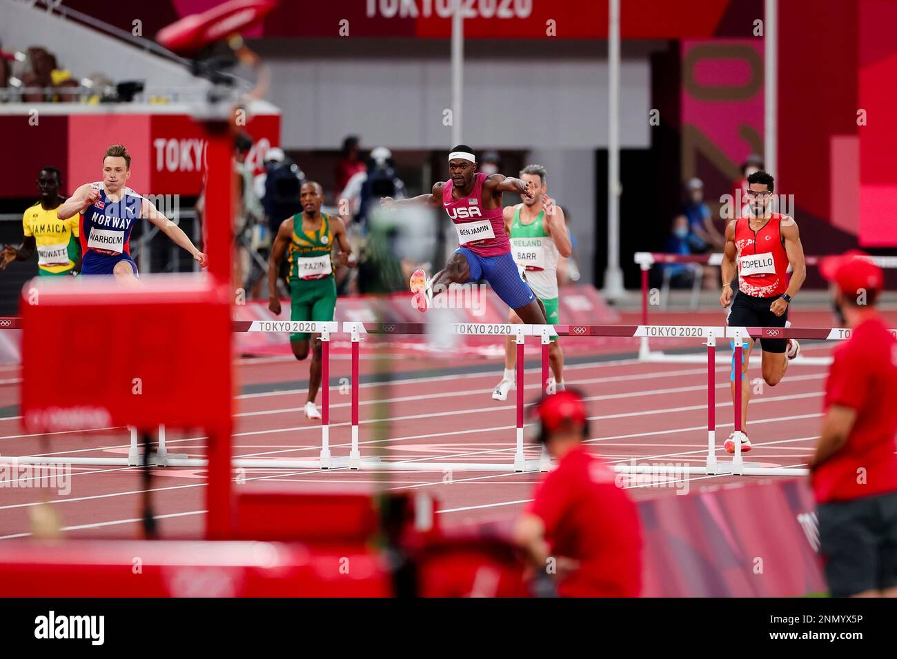 TOKYO, JAPAN - AUGUST 01: Rai Benjamin of Team United States in action ...