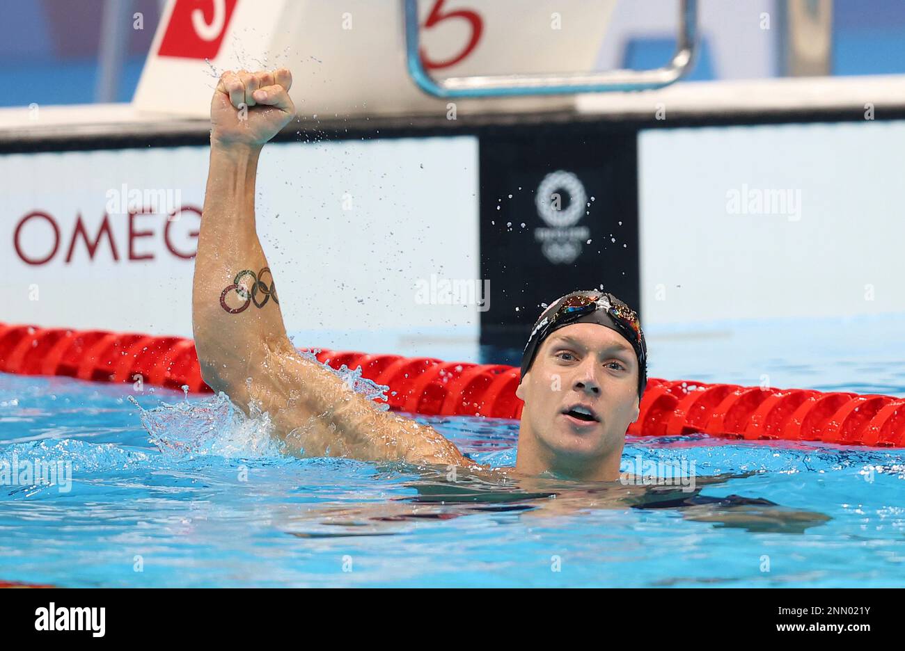 DRESSEL Caeleb of United States reacts during the Men's 50m freestyle ...