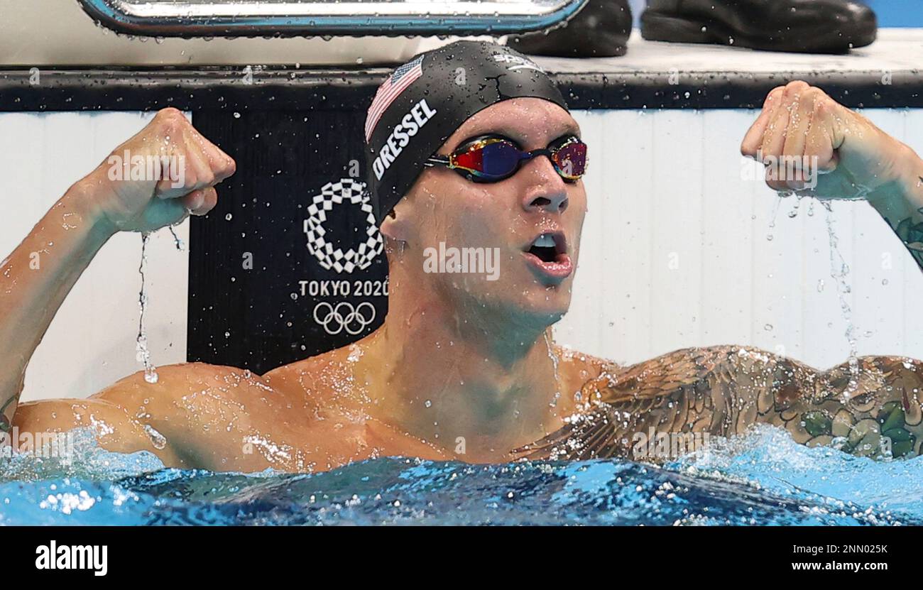 DRESSEL Caeleb of United States reacts during the Men's 50m Butterfly ...