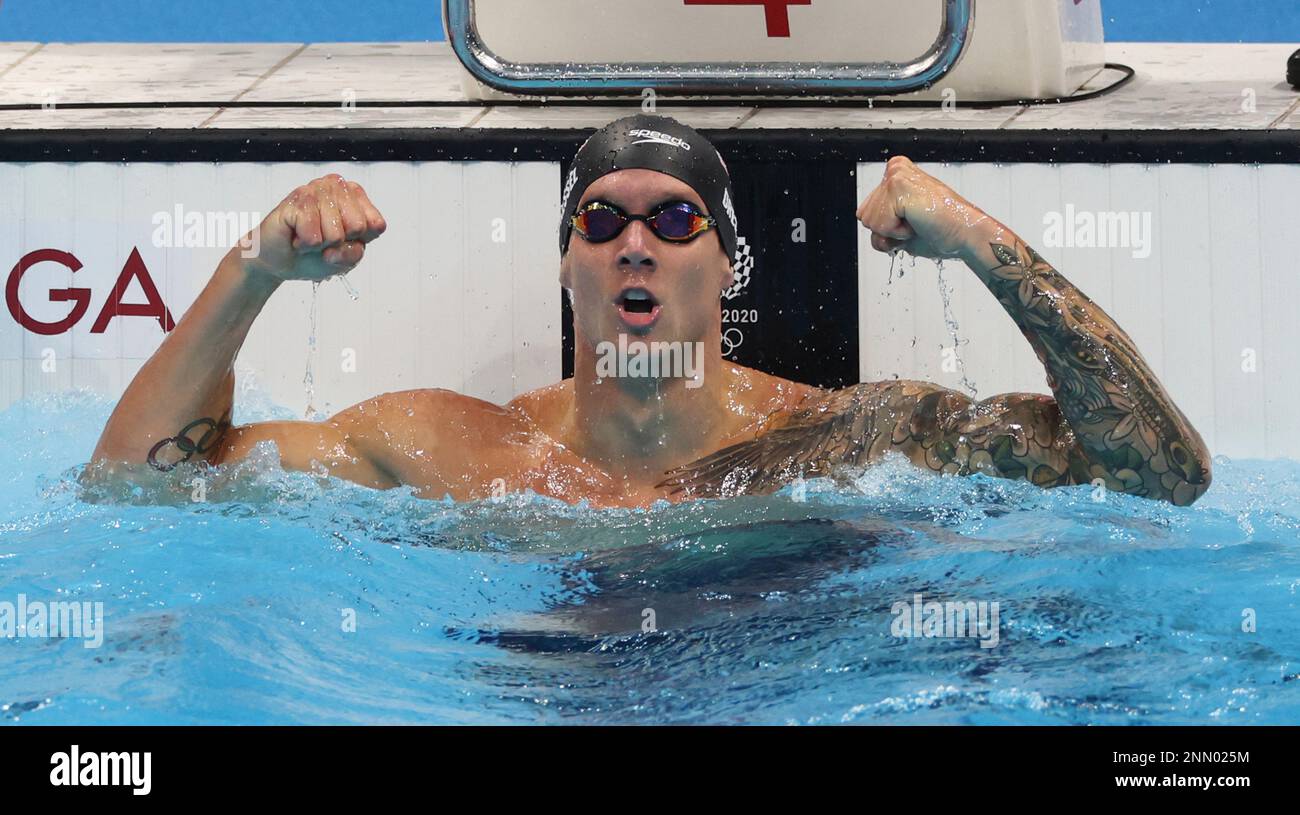 DRESSEL Caeleb of United States reacts during the Men's 50m Butterfly ...