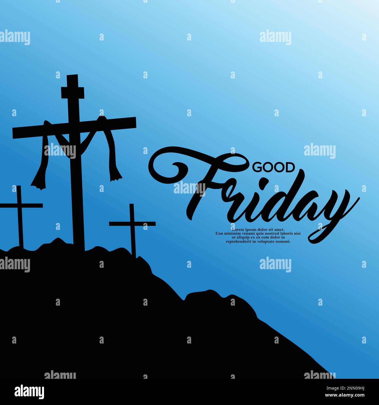 Good Friday. Christian holiday commemorating the crucifixion of Jesus and his death at Calvary Stock Vector